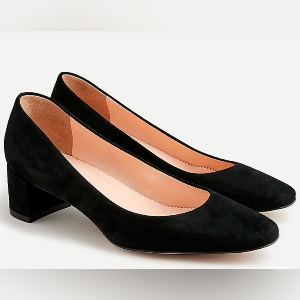 J. Crew Black Suede Low Block Heel Pumps